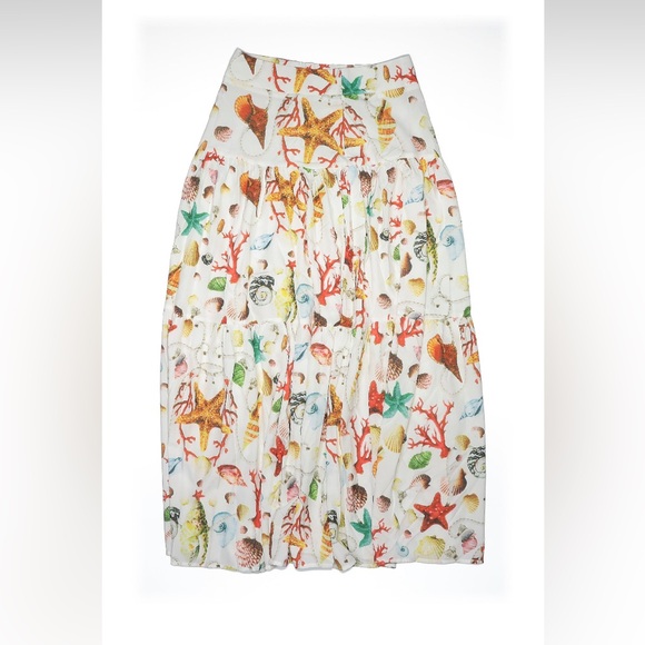 Commense sea shell 🐚 Patterned Maxi Skirt boho peasant med colorful beach set - Picture 4 of 7